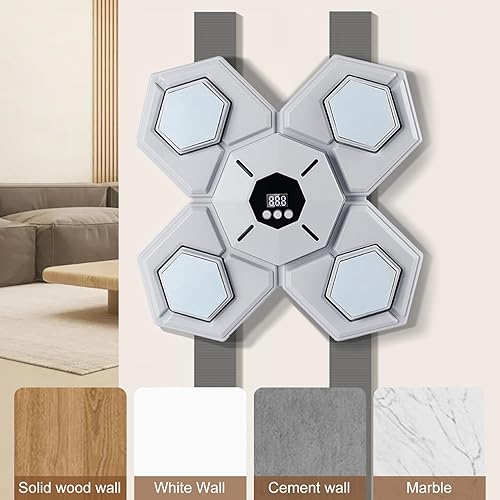 Macchina da Boxe Musicale, Intelligente Elettronica Boxing Machine Montato a Parete con Luce a LED, Bluetooth Elettronica Boxe Macchina da Parete con Guanti per Exercise, per Adulti e Bambini - Ysert