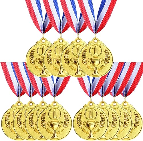 10 Pezzi Medaglie Premiazioni Metallo,Medaglie Bambini Metallo,Winner Medaglia con Nastro Collo,Medaglia Premi per Giochi Sportivi,Feste a Scuola,Bomboniere - Ysert
