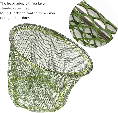 Guadino per Pesci, Guadino per Pesca Galleggiante Portatile Rete per Cattura di Pesci Rete per Pesci Pieghevole Rete per Pesci a 3 Strati con interfaccia da 8 mm(Verde) - Ysert