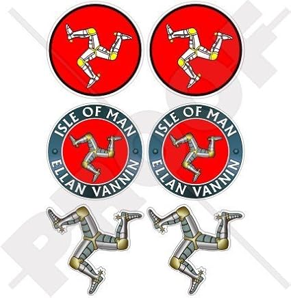 Adesivi in vinile per casco da bicicletta, motivo: ISLE of Man ElLAN VANNIN, TT Races, Triskellion Manx UK 2' (50 mm) - Ysert