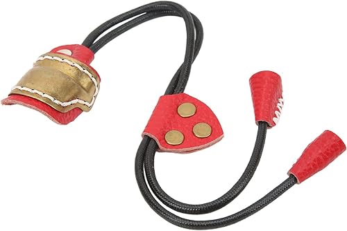 Tiro con L'Arco Protezione per Le Dita per Pollice in Ottone e Pelle per Tiro con L'Arco Tradizionale Attrezzatura All'aperto (Rosso) - Ysert