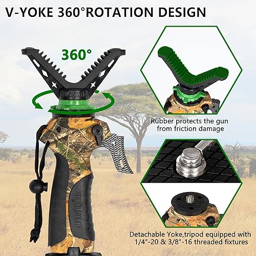 Treppiede di Caccia Regolabile in Lunghezza, treppiedi per Fucile Versatile, tripod da Caccia in Alluminio - Ysert