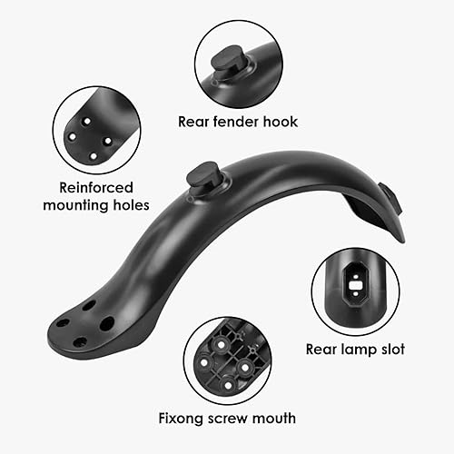 Parafango Posteriore per Scooter Elettrico, 4 Fori Scooter Parafanghi Posteriori Neri Staffa Accessorio per Parti di Ricambio per Scooter - Ysert