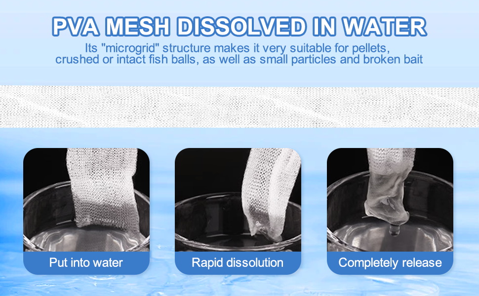 3 ricariche PVA da 5 m, 37 mm, PVA solubile in acqua, ricarica di rete