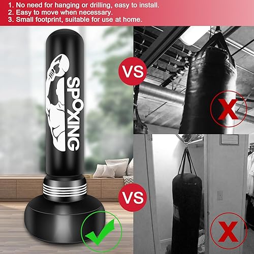 Heavy Punching Bags per Adulti - 69 ''Freestanding Boxing Bag con Stand per Uomini Formazione MMA Muay Thai Fitness - Ideale Standing Gonfiabile Kickboxing Bag - Ysert