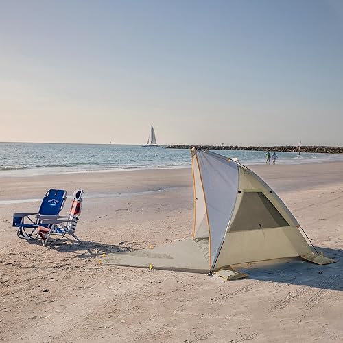WolfWise Tenda da Spiaggia Portatile per 2-3 Persone UPF 50+ Tenda Parasole a con Pavimento Estensibile, Beige - Ysert