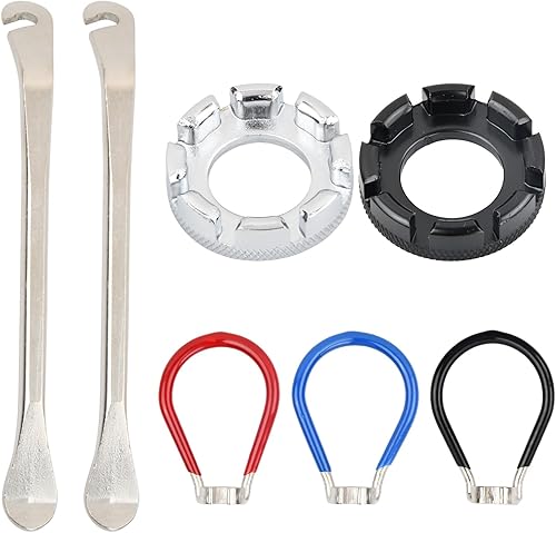 Tiraraggi Bici Universale, Set di 7 Chiave per Raggi della Bicicletta, con Leva per Pneumatici, Tiraraggi Bicicletta Professionale, Tiraraggi Park Tool per Regolare Cerchi di 10g-15g - Ysert