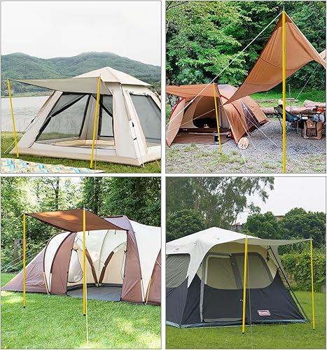 KOMCLUB Set di 4 aste telescopiche per tende in alluminio, per tende da campeggio, leggere, regolabili, per sport all'aria aperta, campeggio, 1,9 m (set da 4 pezzi) - Ysert
