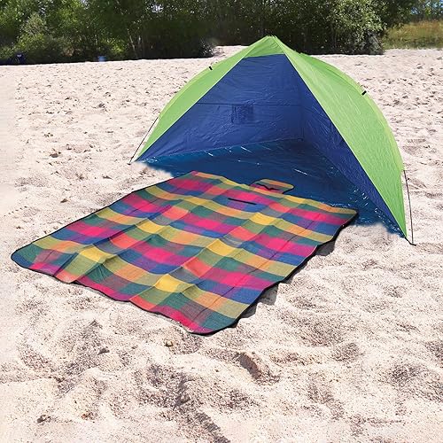 Idena 40000-Guscio da Spiaggia Protezione UV 60+, Circa 2,4 x 1,25 x 1,25 m, Leggero e Compatto per Il Trasporto, Tent Unisex-Adult, Blue, Green - Ysert