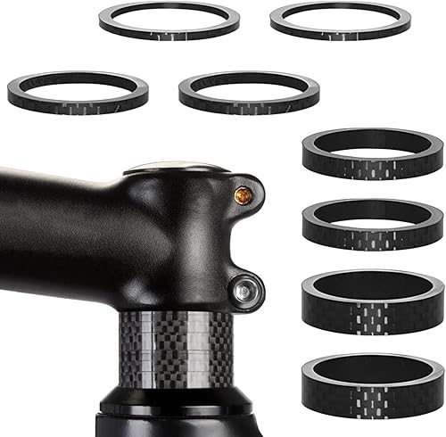 8 distanziatori per manubrio bicicletta, 1/8 pollici, distanziatore per manubrio in fibra di carbonio, colore nero, distanziatore per bicicletta da corsa (nero) - Ysert