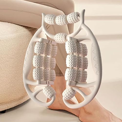 Rullo muscolare a mano per le gambe rulli per gambe rulli per gamba di cellulite 24 ruote strumenti di massaggio per il collo golfista, Bianco - Ysert