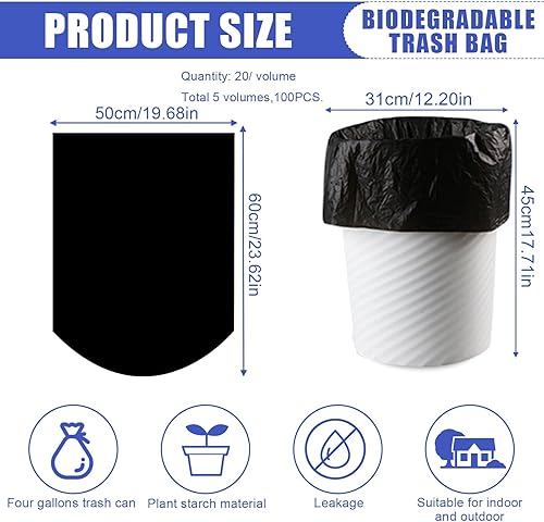 Set di 100 sacchetti per WC biodegradabili biodegradabili, sacchetti per WC da campeggio, extra spessi, impermeabili, per servizi igienici mobili, escursioni, viaggi - Ysert