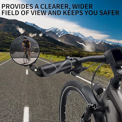 Specchietto Retrovisore per Bici, Specchio da Bicicletta per Manubrio, HD 360 ° Ruotabile Regolabile Grandangolare, Accessori Bici Resistente Agli urti e Alle Cadute, Universale Destro e Sinistro - Ysert