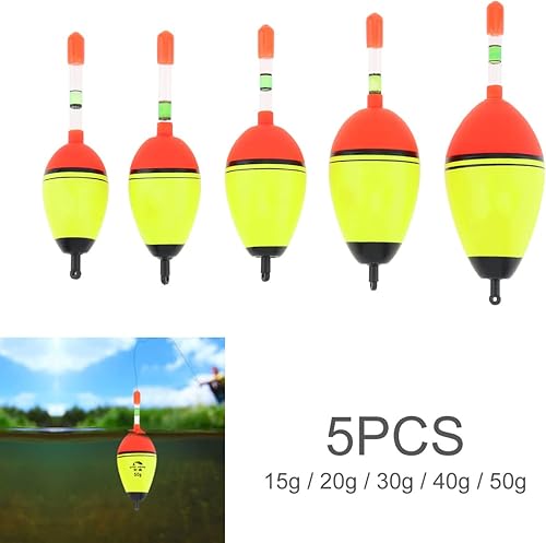 OriGlam 5pcs EVA Foam Galleggianti Bobbers Pesca, Pesca Galleggianti Bobbers, Bobbers Pesca Galleggianti Set 15g 20g 30g 40g 50g per Crappie Pike Persico Carp Bass - Ysert
