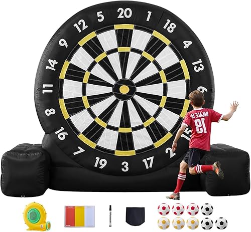 VEVOR Bersaglio Gonfiabile da Calcio con 9 Palline da Calcio e Pompa dell'Aria, Montaggio in 2 Minuti e Borsa per il Trasporto, per Giochi da Giardino Freccette Giganti 2500 x 3000 x 1330 mm - Ysert