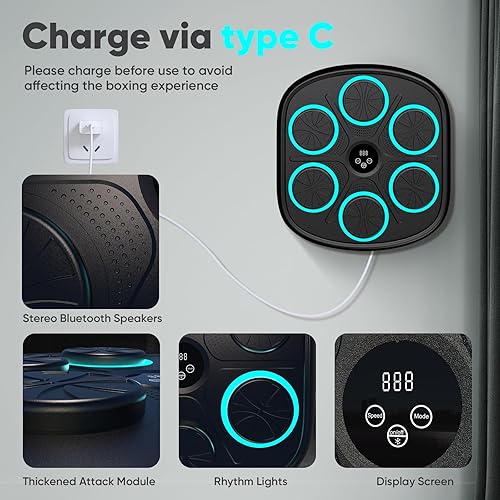 Macchina da Boxe Musicale, Music Boxing Machine Adulti Intelligente Elettronica Boxing Machine-9 modalità di velocità Macchina da Box Musicale Pugile con Guanti da Boxe per Uso Interno - Ysert