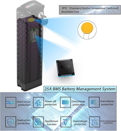 Silver Fish Batteria E-Bike da 36V 15AH Batteria per Bici Pieghevole e Biciclette Elettriche, con Caricabatterie USB (Nero-YM04-36V15AH) - Ysert