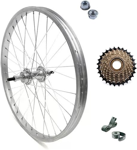 RUOTA/CERCHIO POSTERIORE 26' X 1.3/8 + RUOTA LIBERA 7 VELOCITÀ BICI ATTACCO STANDARD ALLUMINIO/ACCIAIO 26X1.3/8 OLANDA - BICICLETTA CITY BIKE - PASSEGGIO DADI DI FISSAGGIO E FLAP INCLUSI - Ysert