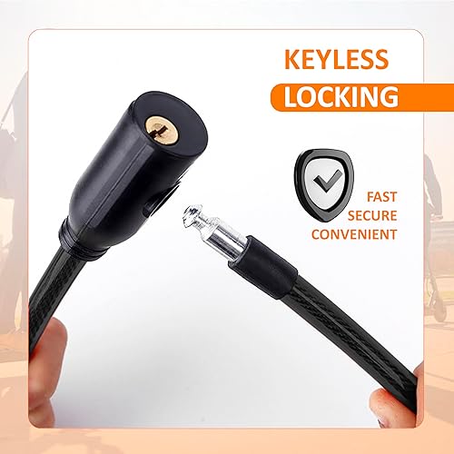 Lucchetto monopattino elettrico doppia sicurezza 2 pezzi cavo in acciaio resistente 60 cm serratura a chiave avanzata sicuro robusto pratico facile da riporre nero - Ysert