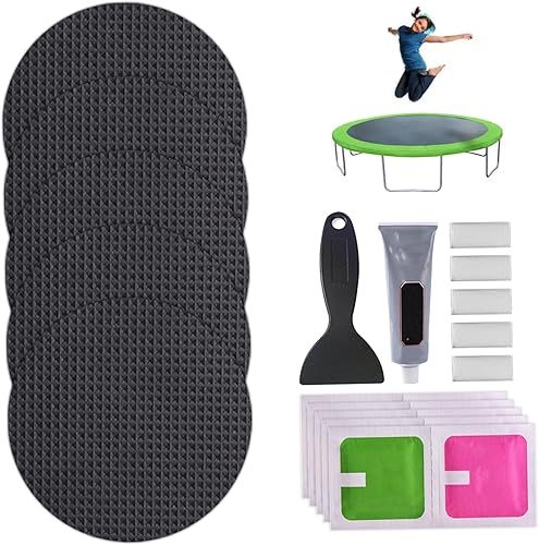 Kit di Riparazione delle Patch di Trampolino, Kit di Fissaggio di Trampolino, Patch adesive Impermeabili 4x4in per Tappetino da Salto, Rete e Pad di Sicurezza - Ysert