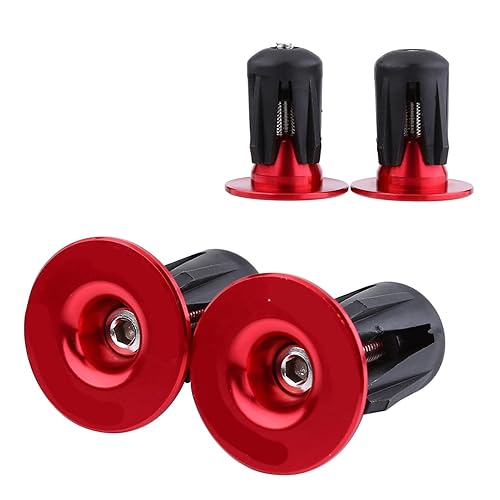 Tappi Terminali Manubrio 2 Pezzi, Tappi Terminali Manubrio Bici in Alluminio Manubri Bici Manopole Tappi Terminali Accessori Bici(Rosso) - Ysert