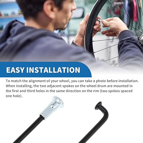 Raggi per Bicicletta 12G Lunghezza 260mm Raggi Ruota Bici in Acciaio al Carbonio Nero 1 Set - Ysert