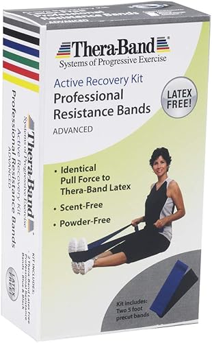 THERABAND Set di fasce di resistenza, fascia elastica professionale senza lattice per esercizi della parte superiore e inferiore del corpo, allenamento della forza, terapia, pilates, riabilitazione, - Ysert