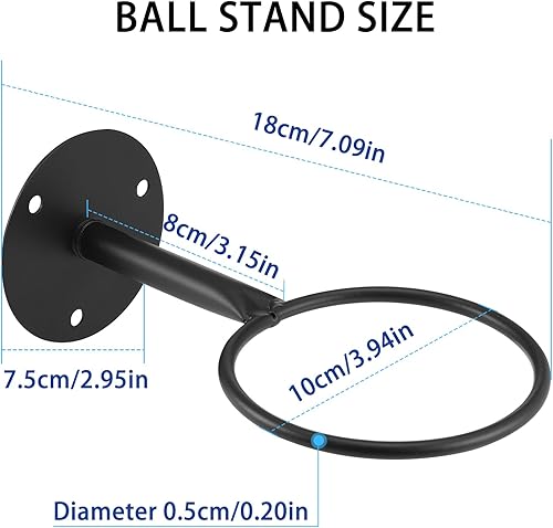 2 Pezzi Porta Palloni da Parete, Supporto Universale per Calcio, Basket, Pallavolo e Rugby, Espositore Robusto con Viti Incluse, Ideale per Garage, Palestra e Scuola - Ysert