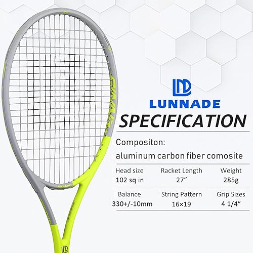Racchette da tennis per adulti, 27 pollici racchetta da tennis ricreativa con copertura, Pre-Strung & Regrip, amanti degli uomini e delle donne - Ysert