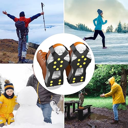 Ramponi Per Scarponi, Tacchetti Da Ghiaccio In Acciaio Inossidabile, Ice Tacchetti Trazione Antiscivolo Con 10 Borchie Neve Ghiaccio, Adatti Per Ghiaccio Escursionismo Campeggio Alpinismo - Ysert