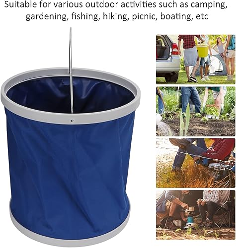 Secchio da Pesca Pieghevole con Manico, Secchio Pieghevole da Esterno da 11 Litri con Manico Contenitore per Acqua da Campeggio Leggero Multifunzionale per Campeggio Viaggiare Picnic - Ysert