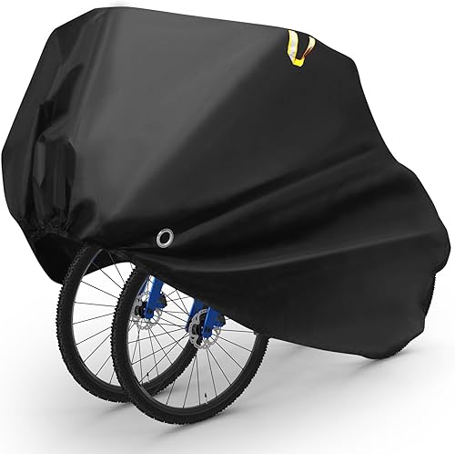 Telo Copri Bicicletta Impermeabile Anti-UV per 2 Bicicletta, Copribici Copertura 190T Custodia Protettiva per Bicicletta - 200×90×110cm, Nero - Ysert
