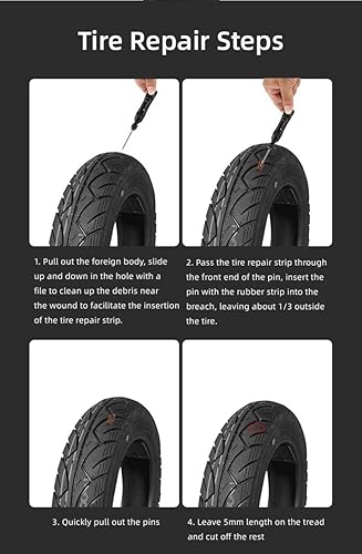 Kit di riparazione pneumatici Tubeless, strumento per pneumatici da bicicletta portatile con 5 strisce in gomma e 3 punte - Ysert