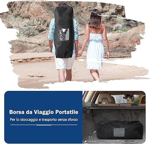 COSTWAY SUP Gonfiabile 335/320 cm, Stand Up Paddle Gonfiabile con Pinne, Leash, Pagaia, Pompa, Kit di Riparazione e Borsa, Carico Massimo 120 kg - Ysert