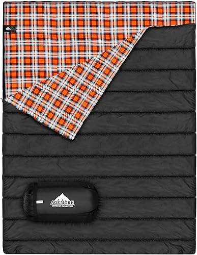 Sacco a pelo doppio in flanella di cotone per campeggio, zaino in spalla o escursionismo. Sacco a pelo per 2 persone impermeabile per adulti o ragazzi. Camion, tenda o materassino a pelo, - Ysert