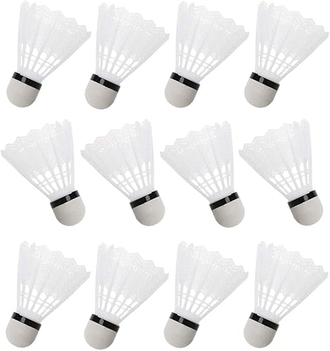 12 volani bianchi in plastica da badminton per interni ed esterni, palestra, accessori sportivi - Ysert