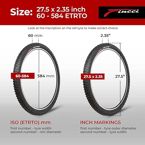 Copertone mtb 27.5 x 2.35 Pollici - Coppia Pneumaticos Pieghevole MTB 27.5 Strada 60 TPI, Gomme Maori 27,5 per Bici Elettrica, Ibrida, Mountain bike 60-584 - Confezione da 2 - Ysert