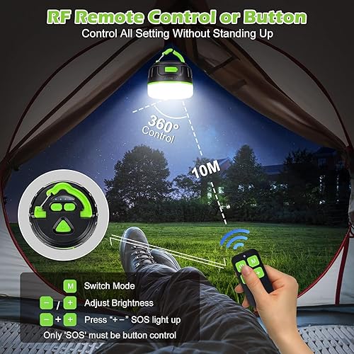 Lanterna da campeggio, lanktoo luci per tende ricaricabili con telecomando e power bank 6400mAh - Ysert