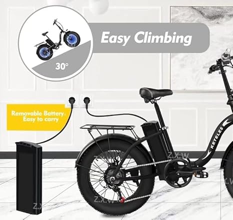 Bicicletta Elettrica Pieghevole, E-bike City Bike con Batteria Rimovibile da 48 V 18A/35Ah,Hydraulic Disc Brake, 20 x 4,0 Pollici Fat Tire, a 7 marce, Bici Elettrica per Adulto Uomo e Donna - Ysert
