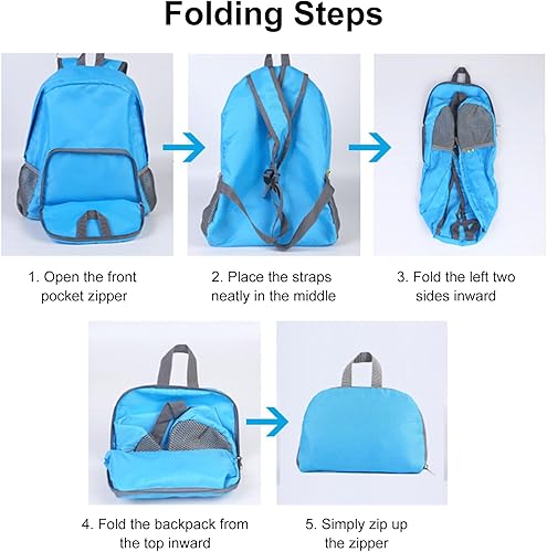 Zaino Pieghevole Ultraleggeri,Zainetto Richiudibile,Foldable Backpack,Zaino Pieghevole Impermeabile,Zaino Pieghevole Leggero,Multifunzione Zaino da Escursionismo per Viaggio,Campeggio,Ciclismo - Ysert