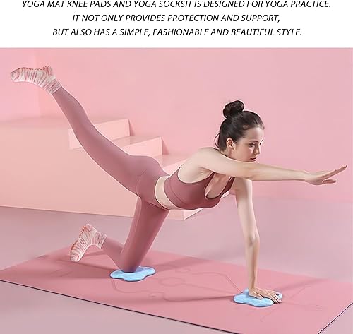 2 Ginocchiere da Yoga Con 1 Paio di Calzini, Tappetino Antiscivolo in TPE, Ginocchiere Ispessite e Tappetino Indipendente - Ysert