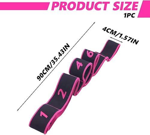 Fascia Elastica Fitness, Elastico Fasce di Resistenza, Cinturino per Esercizi con 8 Loops, Yoga Stretching Band, per Yoga, Pilates, Fitness, Stretching, Allenamento, Danza, Rosa - Ysert