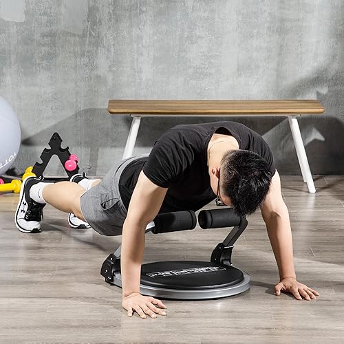 HOMCOM trainer addominale, multi-trainer pieghevole, dispositivo di allenamento con cuscino, allenamento addominale regolabile in altezza per la casa, max. 120 kg, acciaio, nero, 55 x 42 x 11-32 cm - Ysert