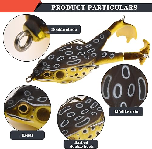 3 pezzi di rana da pesca,9 cm Esche per rana doppia elica,Esca artificiale morbida rotante a 360 °,Esca per la Pesca della Rana in Silicone,Esche Rana,per la pesca all'aperto - Ysert