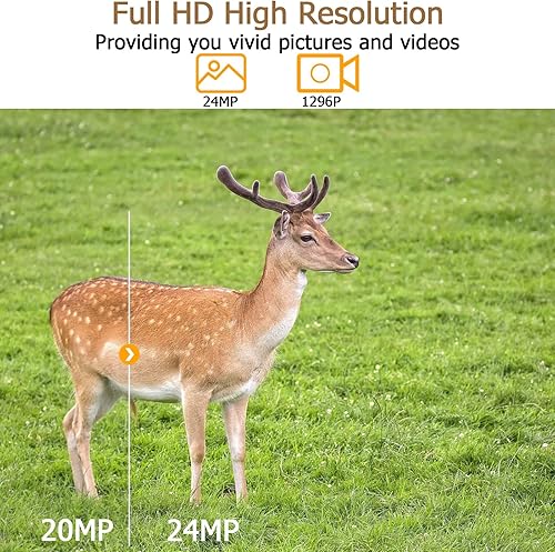 Telecamera da Caccia 32MP 1296P Video con IR 36pcs LEDs Distanza di Visione Notturna 90 piedi, 120° Grandangolo Impermeabile IP65 per la Caccia - Ysert