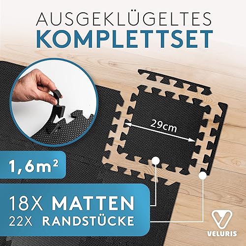 Tappetino protettivo per pavimento [31 x 31 cm] - 18 tappetini extra spessi [20% di protezione in più] - Tappetino protettivo antiscivolo per palestra, fitness, pavimento sportivo, tappetino - Ysert