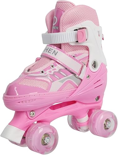 Pattini in linea/pattini Quad per bambini con/senza ruote luminose, misura regolabile da 31 a 38 comodi e traspiranti Inline-Skates Roller Skates per ragazze e ragazzi adolescenti principianti - Ysert