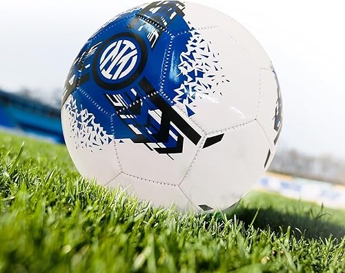 Pallone da Calcio Ufficiale Inter Neroazzurri Mondo in cuoio Ø cm 23 gr 300 - Misura 5 + Portachiave calcio - Ysert