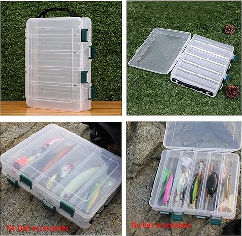 2pcs Scatola da Pesca, scatole di plastica da Pesca a Doppia Faccia per Esche Artificiali con 10 Scomparti per Kit Accessori da Pesca(20 * 17 * 4.5cm) - Ysert