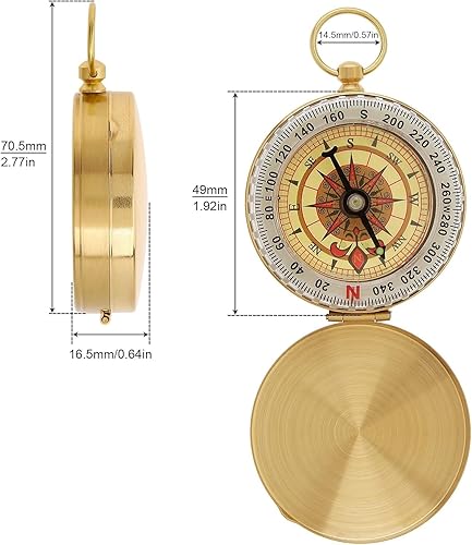Bussola Militare in Metallo Mini Bussola di Navigazione Portatile in Rame, Impermeabile e Luminosa, Che Brilla al Nero, Multifunzionale Retro con Inclinometro per Escursioni - Ysert